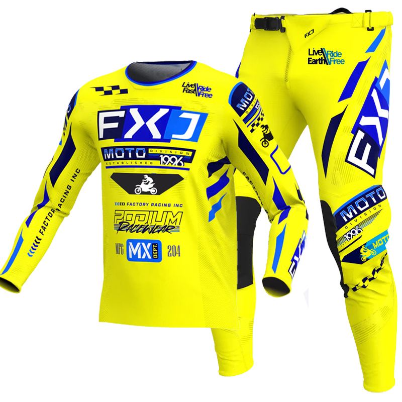 Mountain Biking Videos - NEU FXJ gelbes Enduro-Motocross-Ausrüstungsset MX-Jersey-Hose grüne