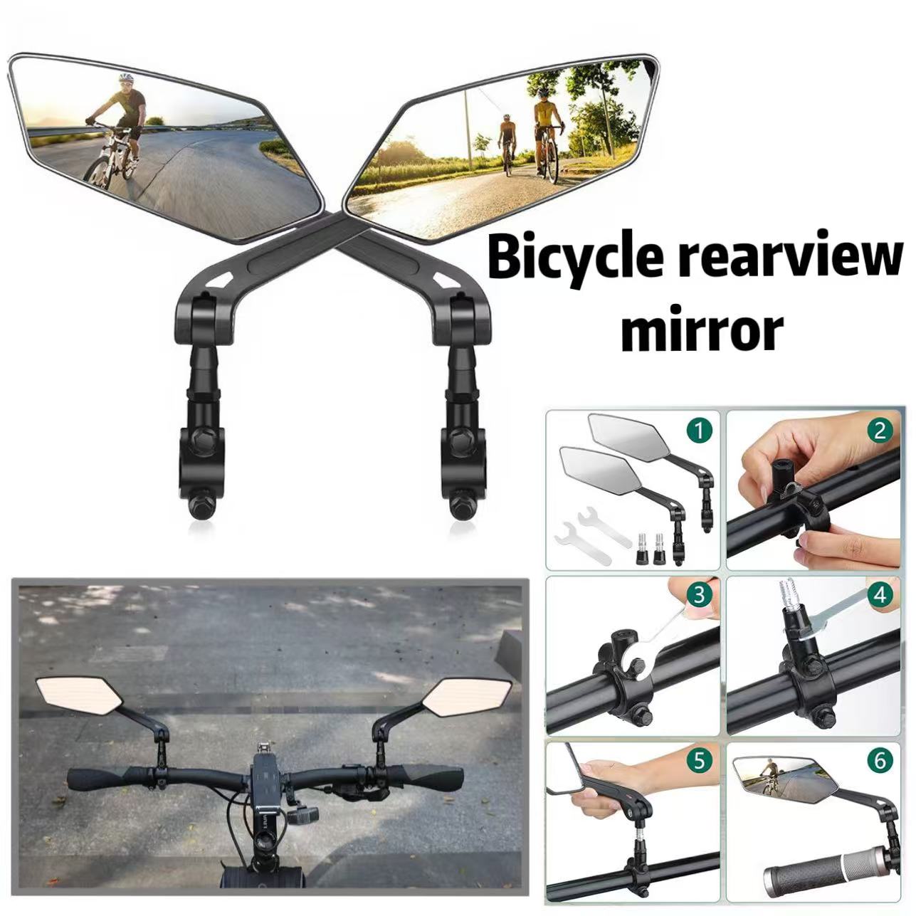 Mountain Biking Definition - Mountainbike-Rückspiegel, klappbarer Fahrradspiegel, hochauflösender Reflektorspiegel, Rückfahrspiegel,